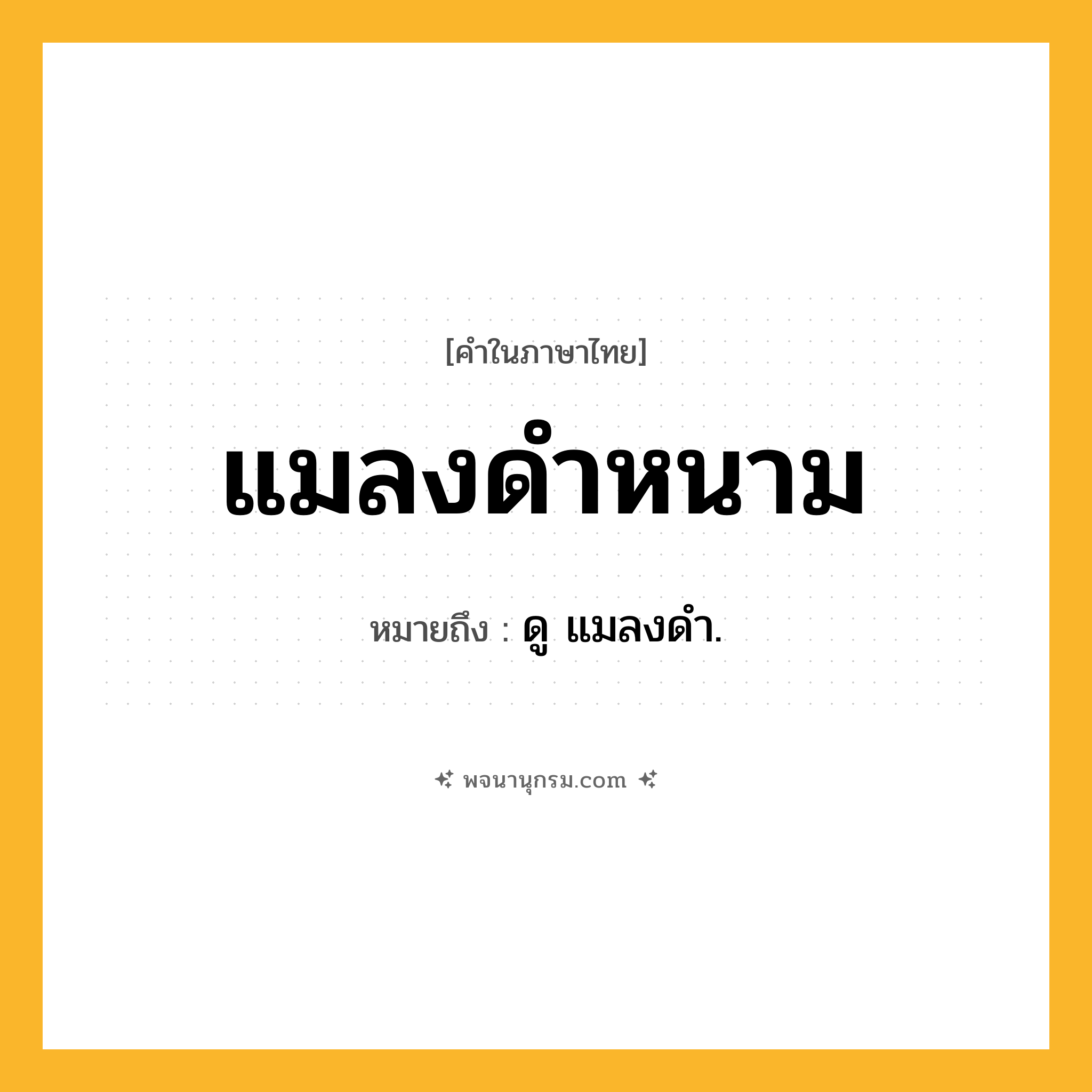 แมลงดำหนาม ความหมาย หมายถึงอะไร?, คำในภาษาไทย แมลงดำหนาม หมายถึง ดู แมลงดํา.